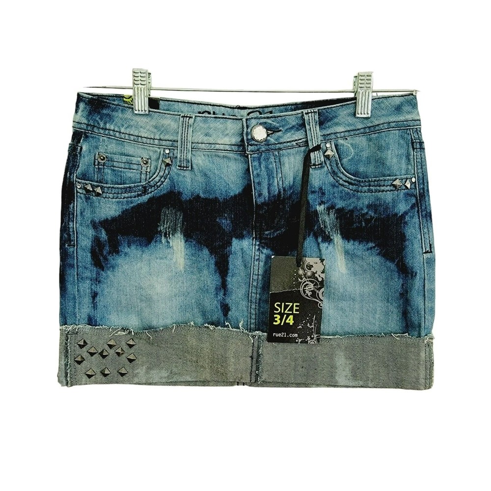 Rue 21 Jean Denim Mini Skirt USA Americana Summer Style Beach Look Sz 3/4 NWT